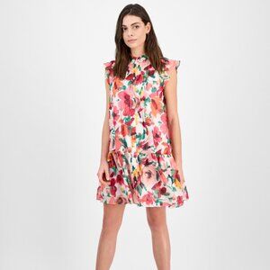 Julia Jordan Women's Floral-Print Ruffle-Sleeve Mini Dress